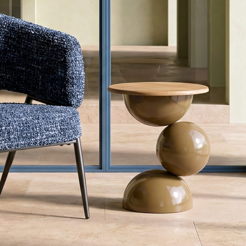 Table d’appoint ronde marron en bois...