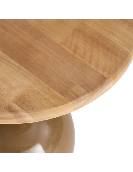 Table d’appoint ronde marron en bois et métal 49,5x49,5x58,5 cm Corbera