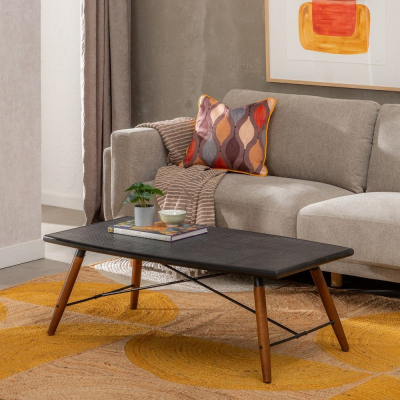 Table basse rectangulaire noire bois...