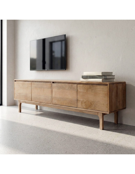 Meuble TV bas bois de manguier naturel 180x45x55 cm Asana