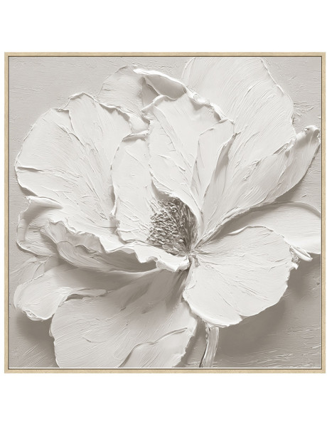 Tableau fleur en relief sur toile peinte 100x100 cm Althéa