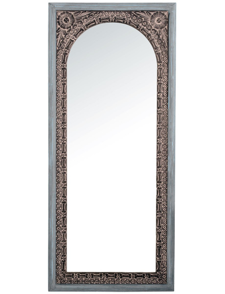 Grand miroir arche bois de manguier sculpté 80x180 cm Samara