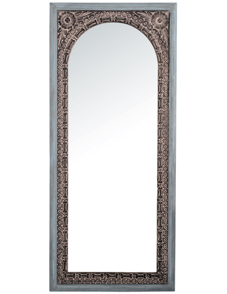 Grand miroir arche bois de manguier sculpté 80x180 cm Samara