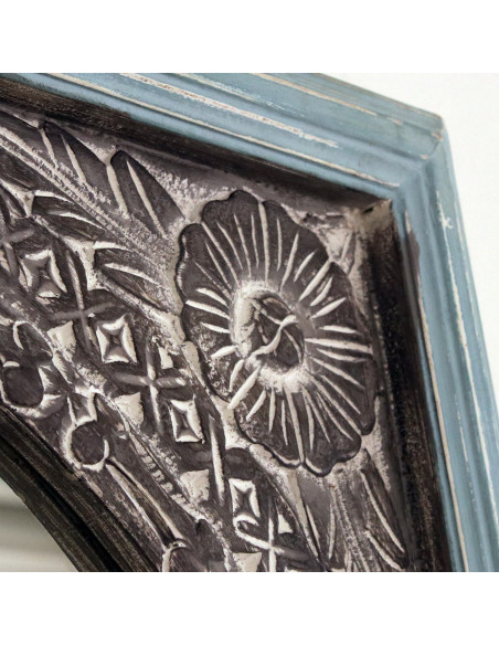 Grand miroir arche bois de manguier sculpté 80x180 cm Samara