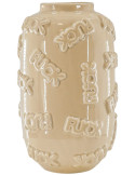 Vase céramique beige à message 17x27 cm Fuck