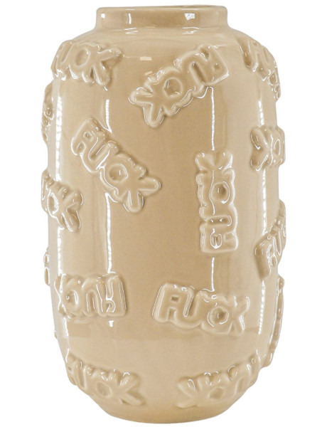 Vase céramique beige à message 17x27 cm Fuck