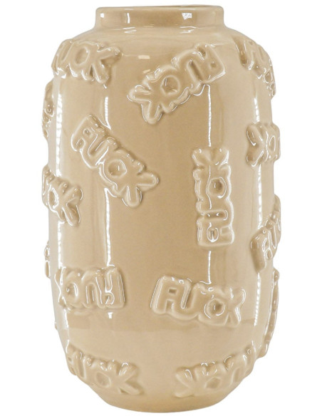 Vase céramique beige à message 17x27 cm Fuck