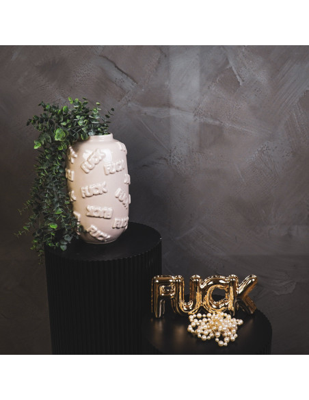 Vase céramique beige à message 17x27 cm Fuck