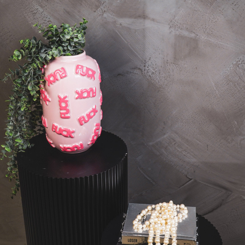 Vase céramique rose à message 17x27...