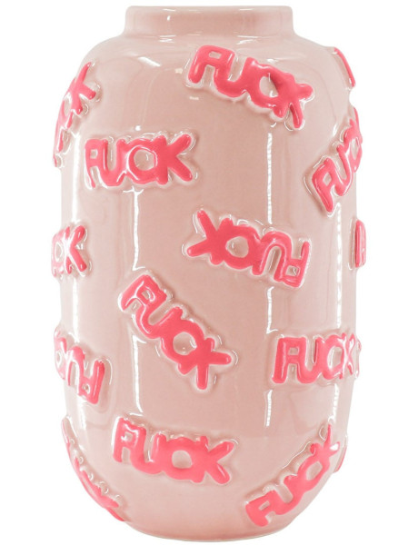 Vase céramique rose à message 17x27 cm Fuck