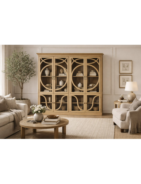Vitrine vaisselier manguier et verre 240 cm Arcova Item International - 2