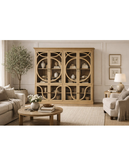 Vitrine vaisselier manguier et verre 240 cm Arcova