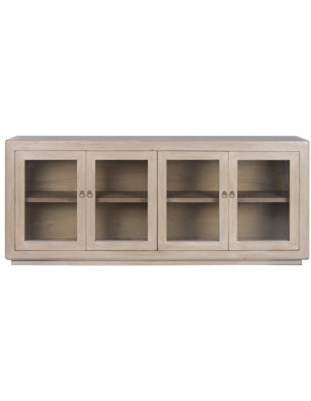 Buffet vitrine orme massif verre 200 cm Valdora