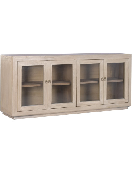 Buffet vitrine orme massif verre 200 cm Valdora