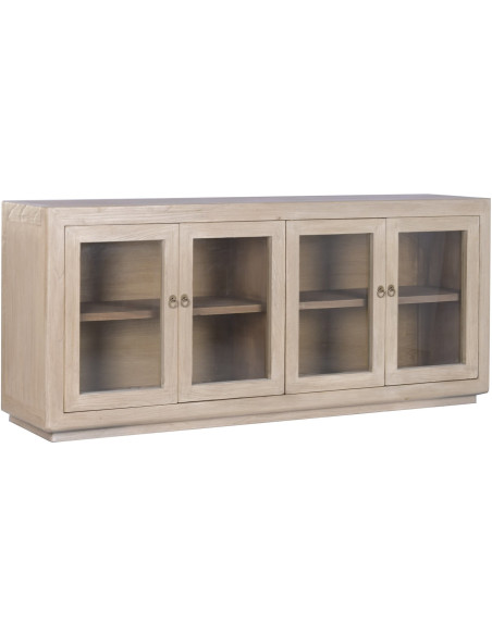 Buffet vitrine orme massif verre 200 cm Valdora