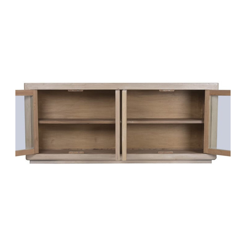 Buffet vitrine orme massif verre 200...