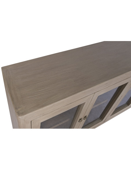 Buffet vitrine orme massif verre 200 cm Valdora