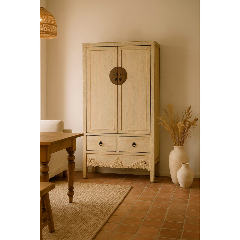 Armoire penderie bois patiné 2 portes...