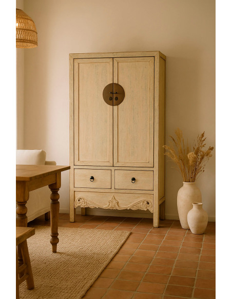 Armoire penderie bois patiné 2 portes 88x52x180 cm Lianora