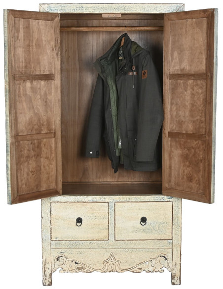 Armoire penderie bois patiné 2 portes 88x52x180 cm Lianora