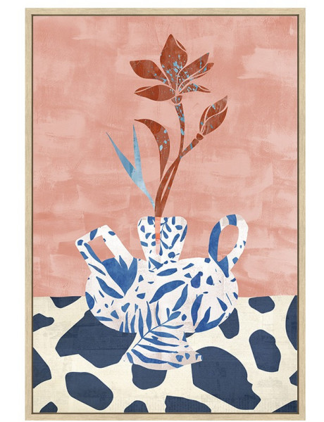 Tableau vase sur toile cadre bois naturel 40x60 cm Neroli