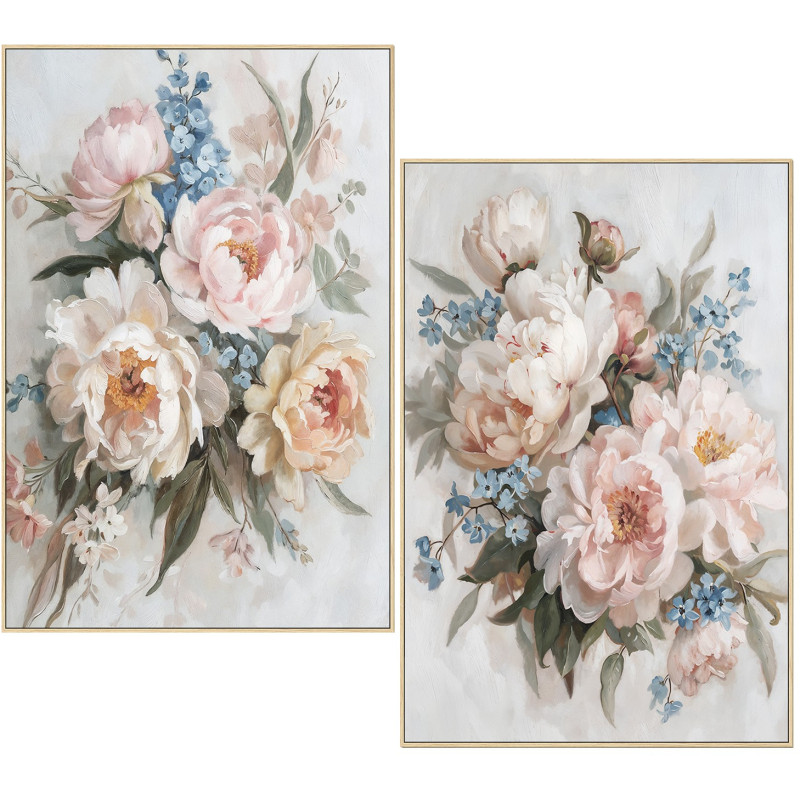 Lot de 2 tableaux floraux 80x120 cm...