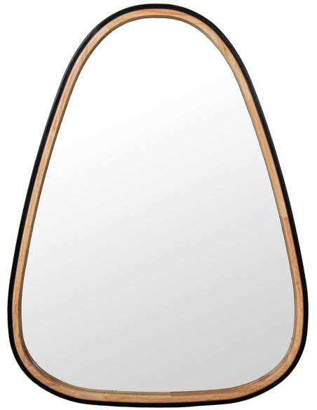 Miroir mural organique bois d’hévéa naturel noir 60x80 cm Liora