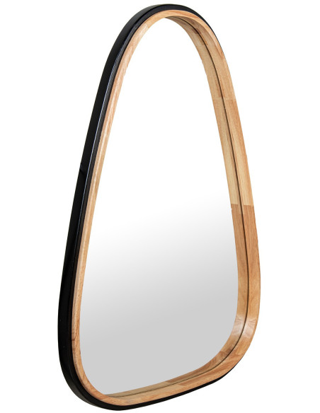 Miroir mural organique bois d’hévéa naturel noir 60x80 cm Liora