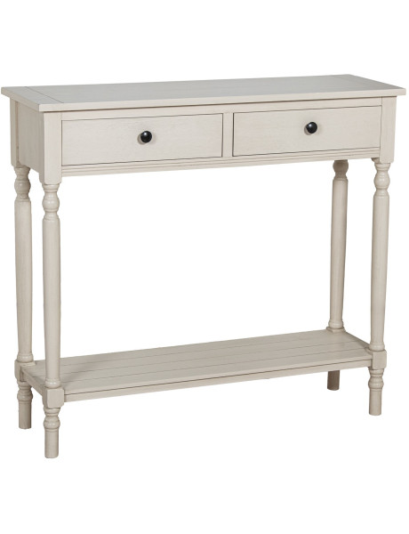 Console d’entrée 2 tiroirs bois blanc cassé Solène