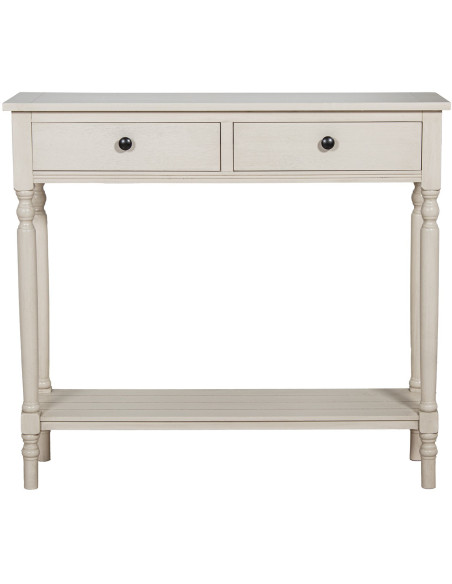 Console d’entrée 2 tiroirs bois blanc cassé Solène