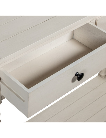 Console d’entrée 2 tiroirs bois blanc cassé Solène
