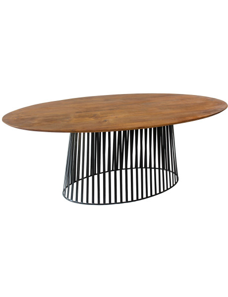 Table à manger ovale manguier noyer métal noir 200x100 cm...