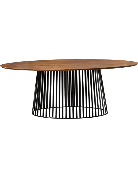 Table à manger ovale manguier noyer métal noir 200x100 cm Caldera