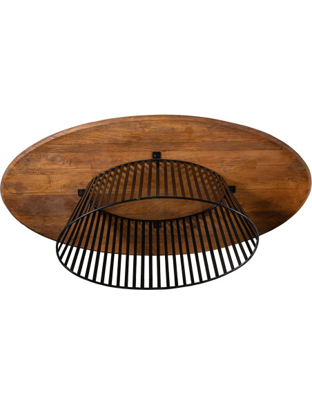 Table à manger ovale manguier noyer métal noir 200x100 cm Caldera