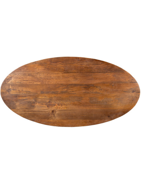Table à manger ovale manguier noyer métal noir 200x100 cm Caldera