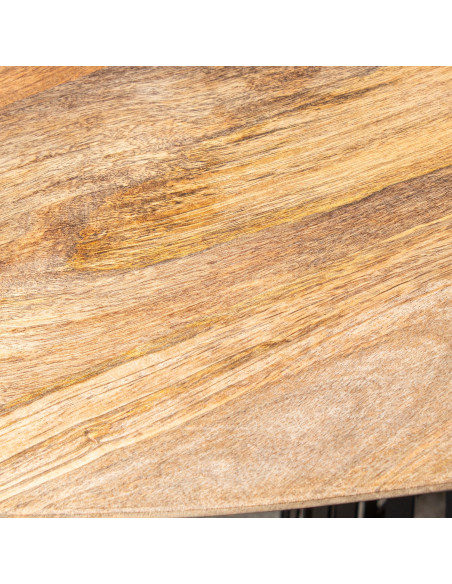 Table à manger ovale bois de manguier naturel métal noir 200x100 cm Caldera