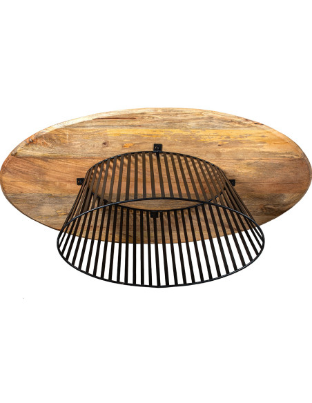 Table à manger ovale bois de manguier naturel métal noir 200x100 cm Caldera