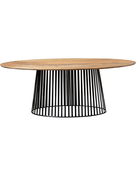 Table à manger ovale bois de manguier naturel métal noir 200x100 cm Caldera
