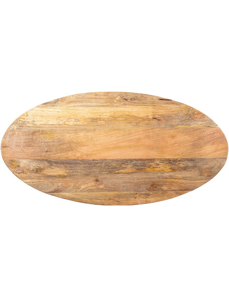 Table à manger ovale bois de manguier naturel métal noir 200x100 cm Caldera