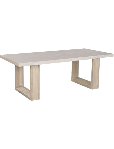 Table à manger travertin et bois d’orme clair 220x100 cm...