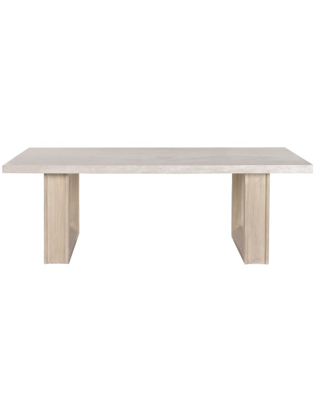 Table à manger travertin et bois d’orme clair 220x100 cm Orvane Item International - 2