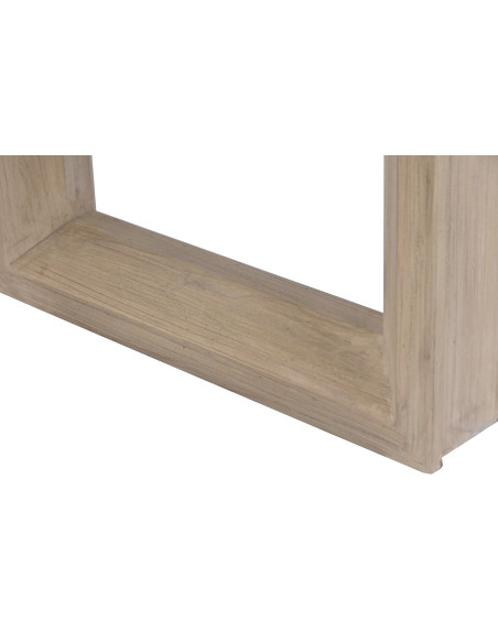Table à manger travertin et bois d’orme clair 220x100 cm Orvane