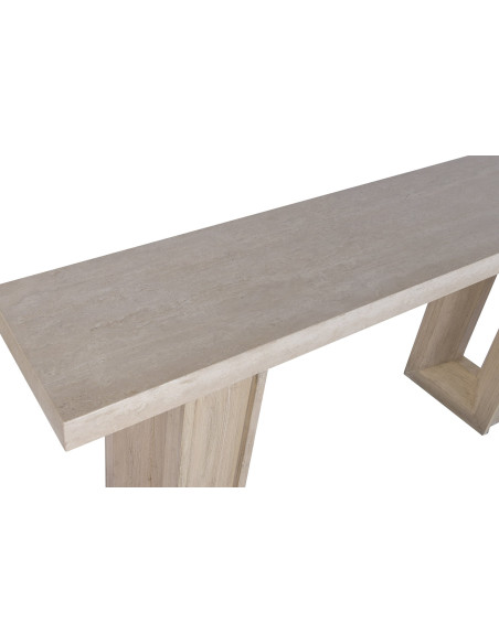 Console en marbre travertin beige et orme 180x38 cm Orvane
