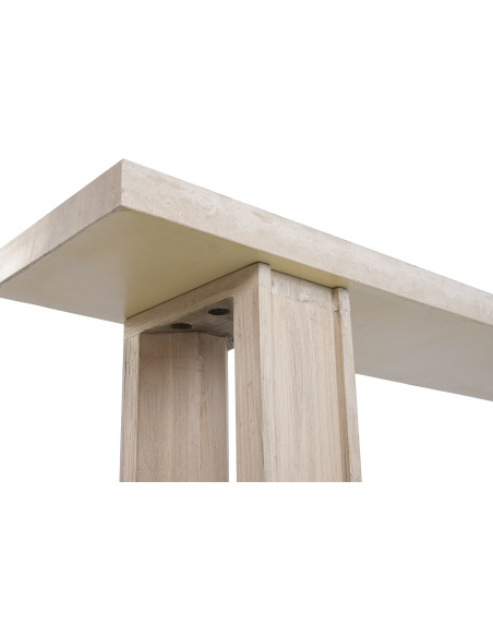 Console en marbre travertin beige et orme 180x38 cm Orvane