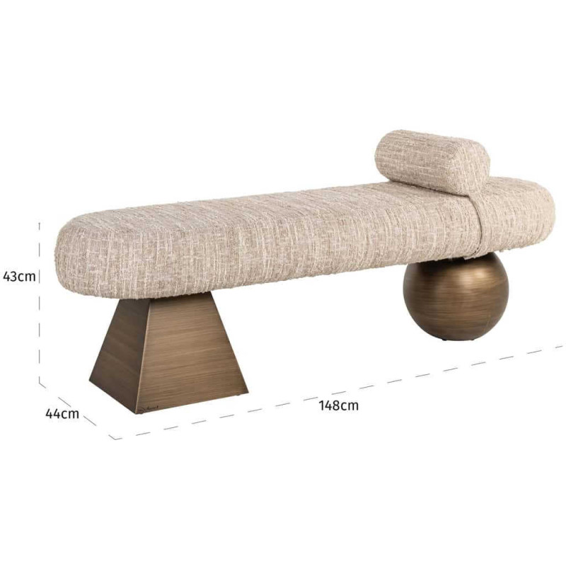Banc bout de lit beige en tissu 148...