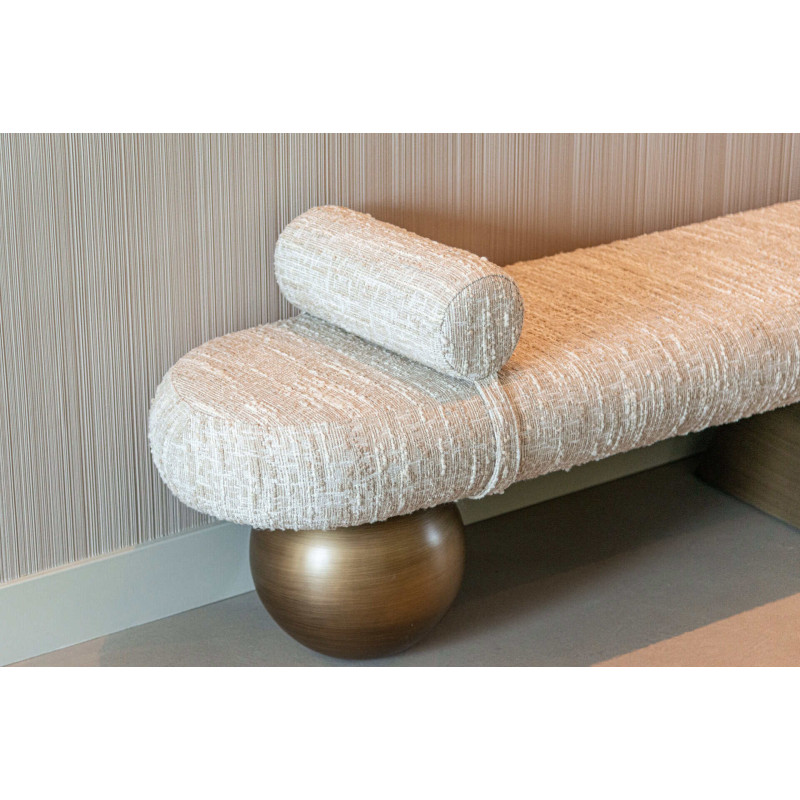 Banc bout de lit beige en tissu 148...