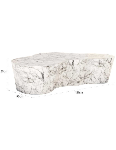 Table basse de jardin effet marbre blanc 151x92 cm Rockyard