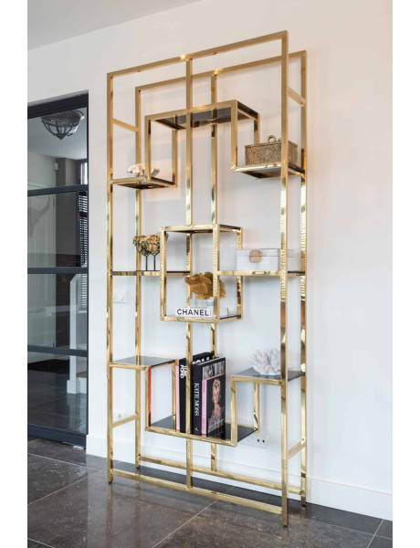 Étagère vitrine dorée en verre et acier inoxydable 108x30x230 cm Magnus Richmond Interiors - 2