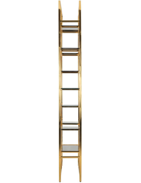 Étagère vitrine dorée en verre et acier inoxydable 108x30x230 cm Magnus