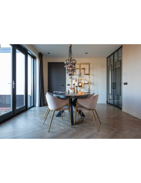 Étagère vitrine dorée en verre et acier inoxydable 108x30x230 cm Magnus